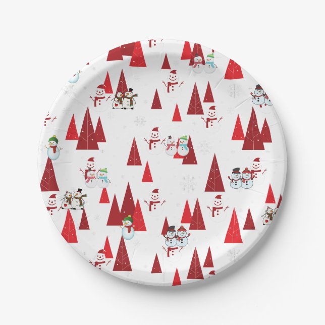 Prato De Papel Neves e Árvores de Natal bonitos (Frente)
