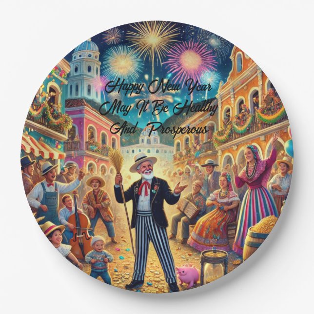 Prato De Papel New Year's Eve Celebration El Año Viejo (Frente)