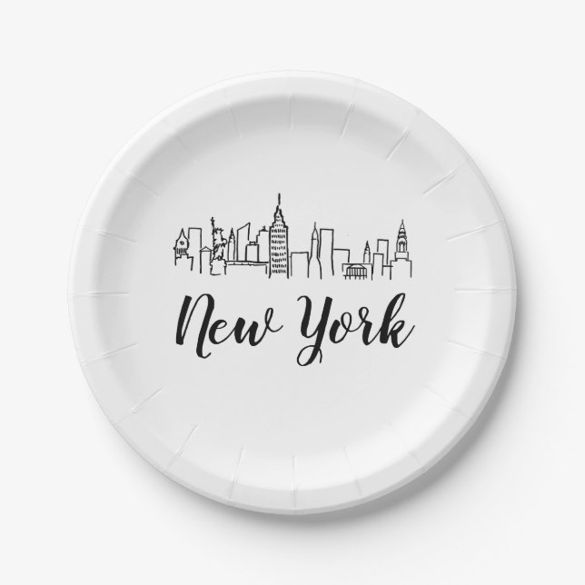 Prato De Papel New York City Skyline Illustration (Frente)