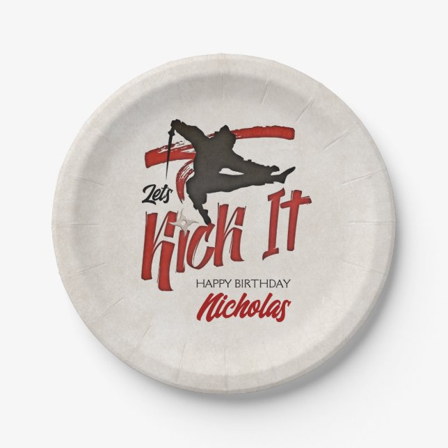 Prato De Papel Ninja Birthday (Frente)