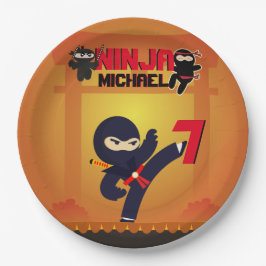 Prato De Papel NINJA Movie Star Warrior Bicking it Karate Party