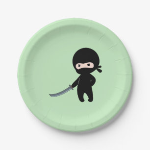 Prato De Papel Ninja Tiny Angry em Verde
