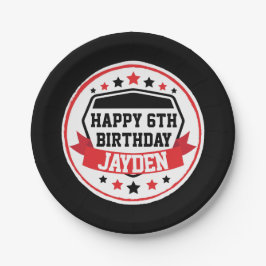 Prato De Papel Ninja Warrior Birthday Black and Red Party