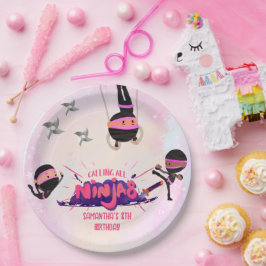 Prato De Papel Ninja Warrior Girls Pink