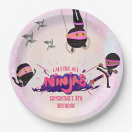 Prato De Papel Ninja Warrior Girls Pink
