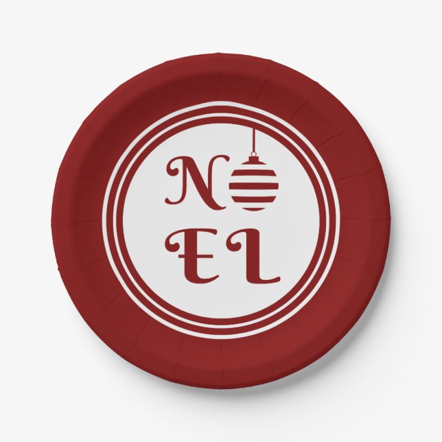 Prato De Papel Noel Natal Red E White Personalize (Frente)