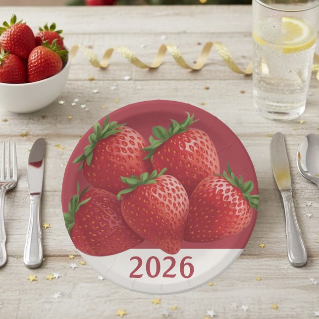 Prato De Papel Noite de Ano Novo Doce Morango (Criador carregado)