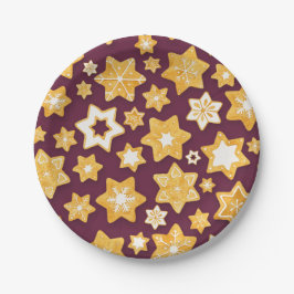 Prato De Papel Noite de Cookie com fundo de ameixa profunda