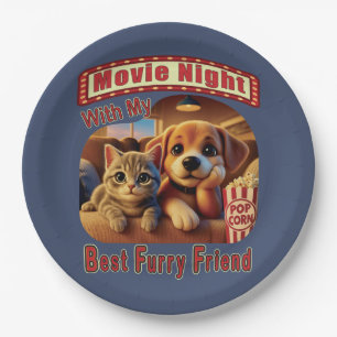 Prato De Papel Noite de Filme - Melhor Amigo de Furto - Gato e Ca