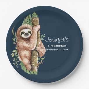 Prato De Papel Noite de Folha e Folha Tropical de Aquarela