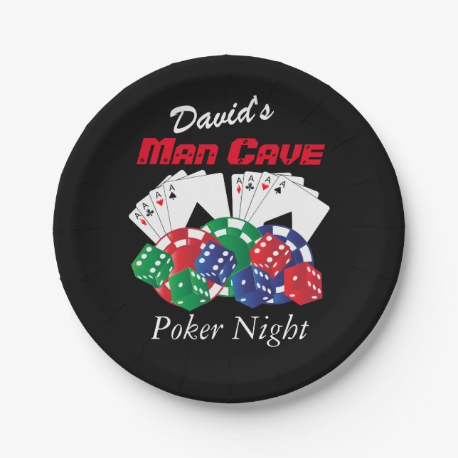 Prato De Papel Noite de Poker na Caverna do Homem (Frente)