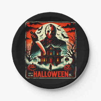 Prato De Papel Noite de Terror Retro de Halloween Vibes de Slashe