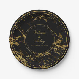 Prato De Papel Noites Em Granite E Dourado Casamento De 7 Polegad