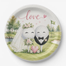 Prato De Papel Noiva de casamento de golfe noivo bola de golfe te