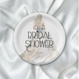 Prato De Papel Noiva Elegante Moderna em Chuveiro de Noiva com Ve