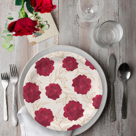 Prato De Papel Noiva em rosa floral e chá de panela floral de our