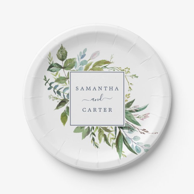 Prato De Papel Noiva Greenery e Casamento de Groom (Frente)