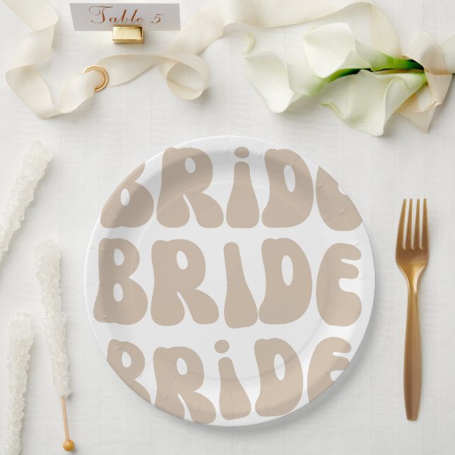Prato De Papel Noiva Retro Moderna Festa de Despedida de Solteira (Casamento)