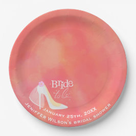 Prato De Papel Noiva Rosa Elegante Para Ser Chá de panela De Casa