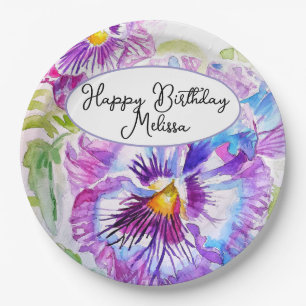 Prato De Papel Noivado bonito Pastel Pansy Purple Girls