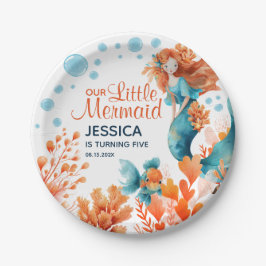 Prato De Papel Noivado das Crianças do Oceano de Cores Aquáticas