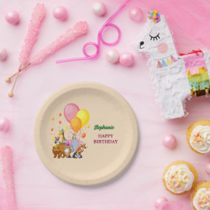 Prato De Papel Noivado de Cores Arco-Íris de Animais do Partido M