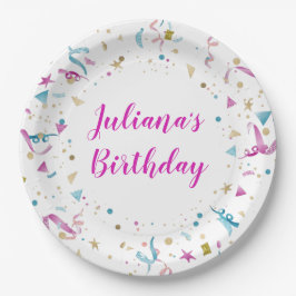 Prato De Papel Noivado do Partido Confetti, Rosa e Azul-Sparkle