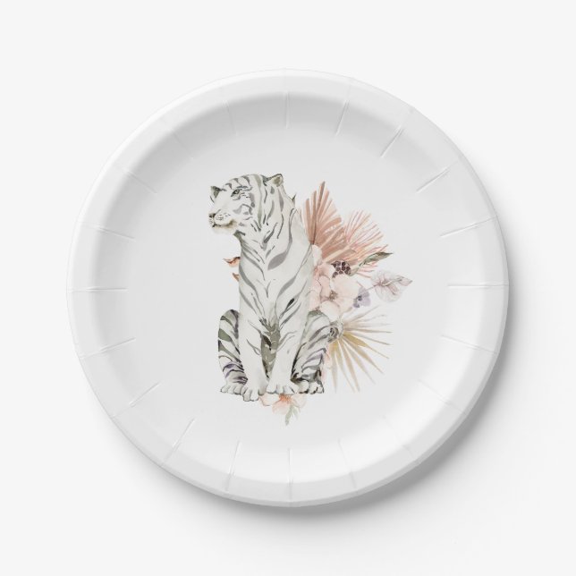 Prato De Papel Noivas Tropicais Boho Tigres Solteiras (Frente)