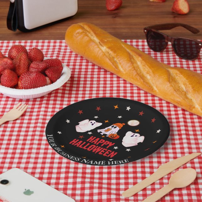 Prato De Papel Nome Comercial Personalizado, Texto e Fantasma de  (Piquenique)