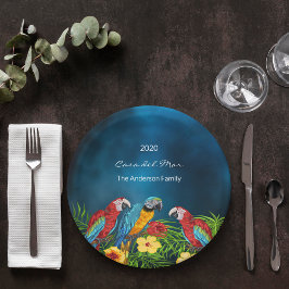 Prato De Papel Nome da família da casa de papagaios azuis do part