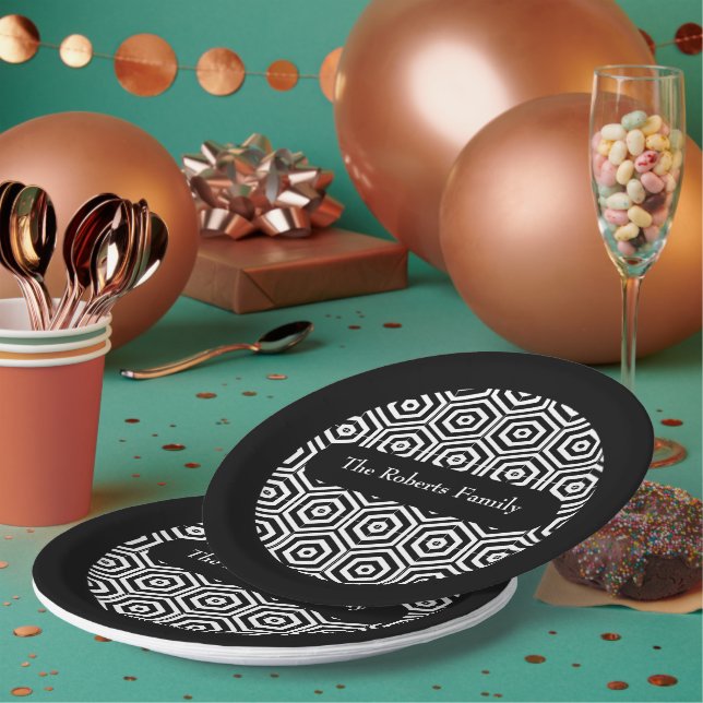 Prato De Papel Nome da família Parte Plates Hexagon Padrão (Múltiplo)