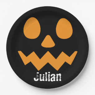 Prato De Papel Nome de Pumpkin no Dia das Bruxas Simples Jack-o-L