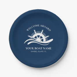 Prato De Papel Nome do barco náutico Bem-vindo ao Marinho da roda