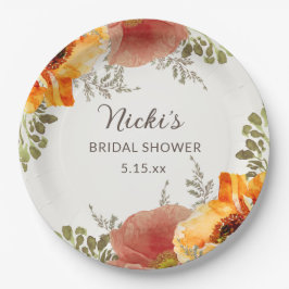 Prato De Papel Nome do Chá de panela Floral de Outono de Laranja