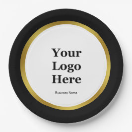 Prato De Papel Nome do logotipo Elegante preto branco e Dourado p
