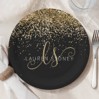 Nome do Monograma do Glitter Dourado
