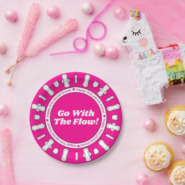 Prato De Papel Nome do Primeiro Período de Festas Rosa Quente (Festa)