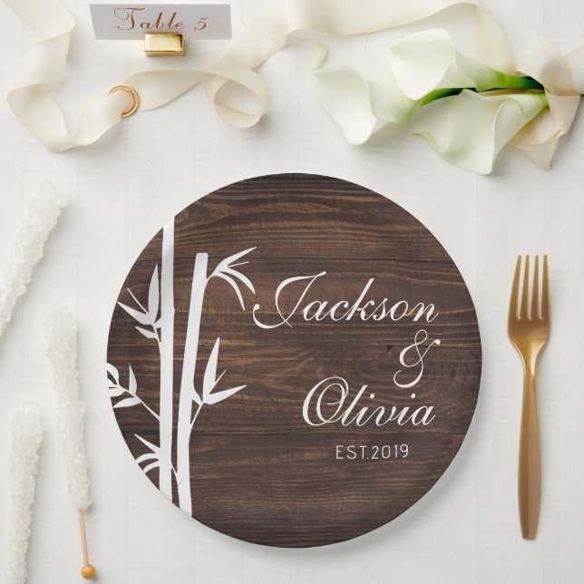 Prato De Papel Nome E Data Personalizados Da Noiva E Do Grupo Mod (Casamento)