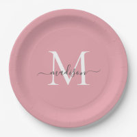 Nome em letra cursiva elegante monograma rosa bege