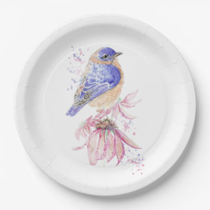 Prato De Papel Nome personalizado Aquarela Bluebird Garden Bird A