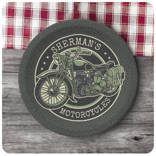 Prato De Papel NOME Personalizado Biker De Motociclos Militares