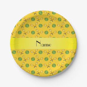 Prato De Papel Nome personalizado bolas tênis amarelas