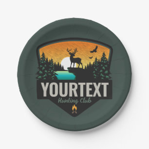 Prato De Papel NOME Personalizado Caça Selvagem de Elk Sunset