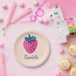 Prato De Papel Nome Personalizado da Fruta de Morango Cujo