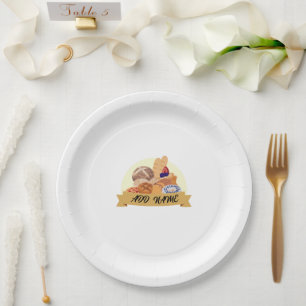 Prato De Papel Nome personalizado da padaria de pastelaria de sob
