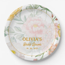 Nome Personalizado Data Amarelo Floral Festa Chá d