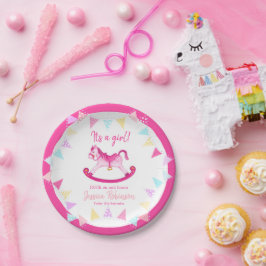 Prato De Papel nome personalizado do cavalo de ancoragem rosa-chá