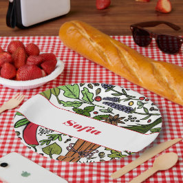 Prato De Papel Nome personalizado do padrão de Especiarias branco