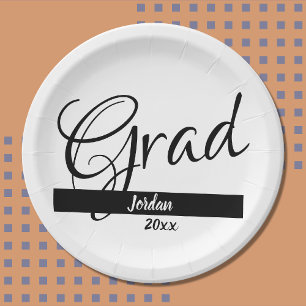 Prato De Papel Nome Personalizado e Ano da Graduação de Formando
