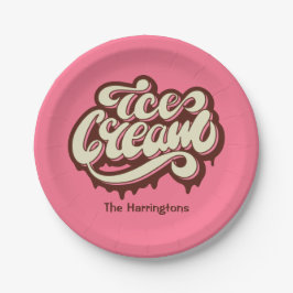Prato De Papel Nome personalizado e placas de papel de Sorvete de